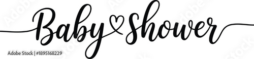 A graceful script font announces a special Baby Shower celebration with a small heart