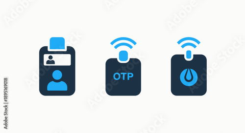 Security and Authentication Icons: ID Card, OTP, Power Button