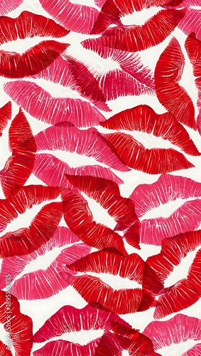 A vibrant valentine pattern featuring red, pink lips on a clean background from a direct viewpoint f607ce21-17fe-417f-953d-1953827fbc4e.jpg