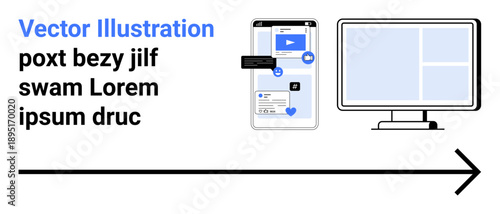 Digital communication, technology integration, user interface, messaging platforms, data flow, social media. Smartphone showing chat interface and desktop monitor. Digital communication