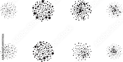 Brush set. Vector black paint brush spots, highlighter lines or felt-tip pen marker. Ink smudge abstract shape stains and smear set with texture