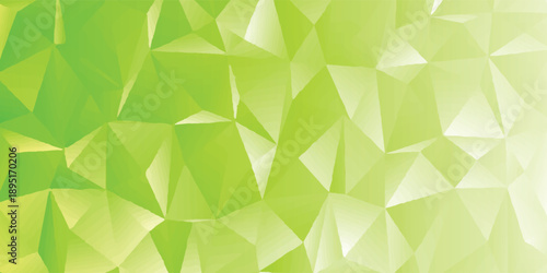 Bright Green Geometric Low-Poly Background With Gradient Shades For Design Projects eps10