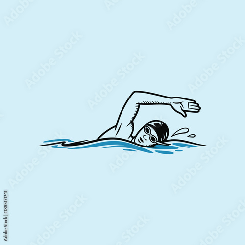 line illustration of a swimmer