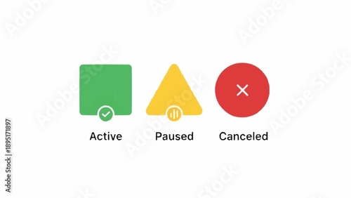 Foto Status icons for Active Paused Canceled.