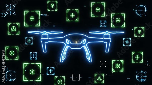 Drones Create Bright Neon Network Across Dark Sky.