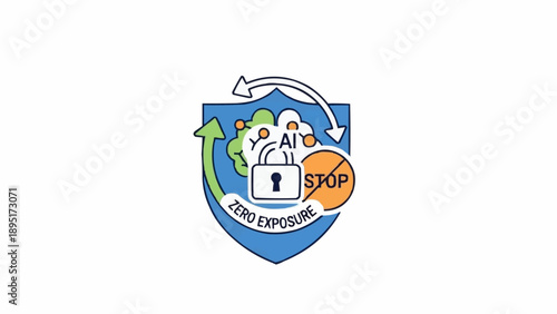 Fotografie Stop sign on blue shield logo.