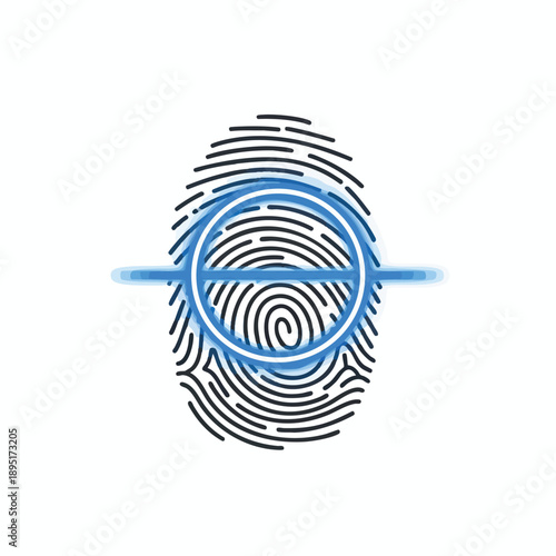 Digital Fingerprint Icon with Blue Accent