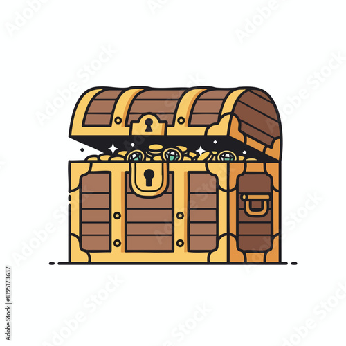 Vintage Treasure Chest with Lock and Keyhole