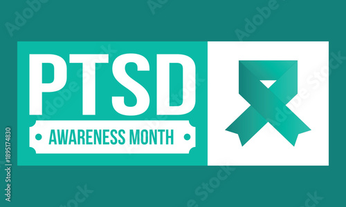 PTSD Awareness Month in June. Post Traumatic Stress Disorder. Celebrated annual in United States. Medical health care and awareness design. Poster, card, banner and background. Vector illustration