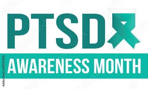 PTSD Awareness Month in June. Post Traumatic Stress Disorder. Celebrated annual in United States. Medical health care and awareness design. Poster, card, banner and background. Vector illustration