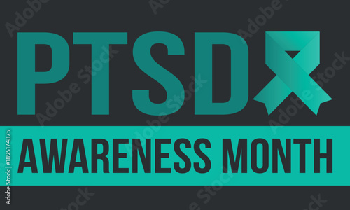 PTSD Awareness Month in June. Post Traumatic Stress Disorder. Celebrated annual in United States. Medical health care and awareness design. Poster, card, banner and background. Vector illustration