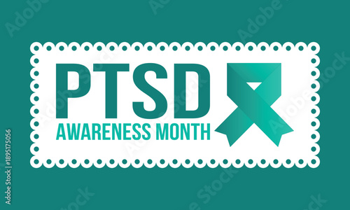 PTSD Awareness Month in June. Post Traumatic Stress Disorder. Celebrated annual in United States. Medical health care and awareness design. Poster, card, banner and background. Vector illustration
