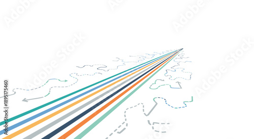 Vector illustration of multicolored speed lines on a map background
