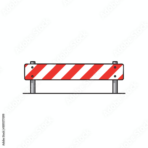 Red and White Barrier Sign on Metal Posts