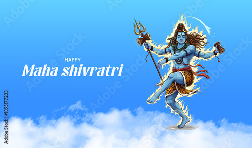 Happy Maha Shivratri , Lord Shiva Dancing Nataraja Pose – Strategy, Abstract, Conceptual, Religion, Culture, Festival, Spiritual, Devotion, Symbolism, Tradition