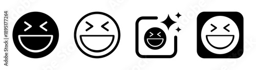 LOL emoji icon expressing joy laughter and ironic amusement in black vector illustration with transparent background