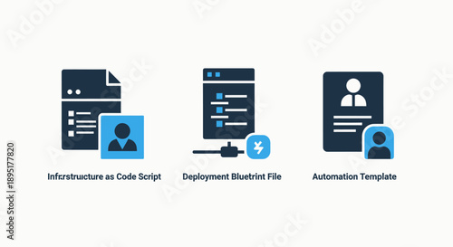 Digital Infrastructure Icons: Code Script, Blueprint File, Automation Template for IT and Development