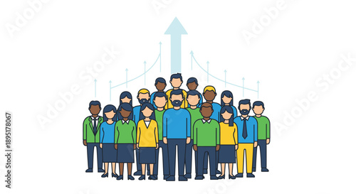 Diverse group of people standing together vector illustration