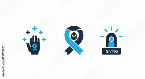 Medical Research and Support Icons: Hope, Charity, and Care for Health Causes