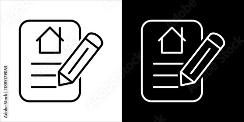 Document with pencil Icon Sheet Black And White
