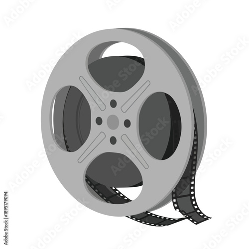 Vintage Film Reel with Unspooled Movie Strip