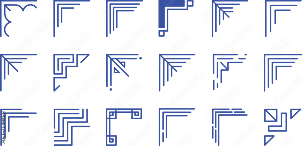 Ταπετσαρία Art deco floral corners and border embellishment vector corner frames vintage de