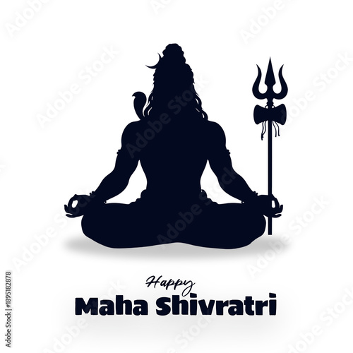 Happy Maha Shivratri , Lord Shiva Silhouette with Trident – Strategy, Abstract, Conceptual, Religion, Culture, Festival, Spiritual, Meditation, Symbolism, Devotion