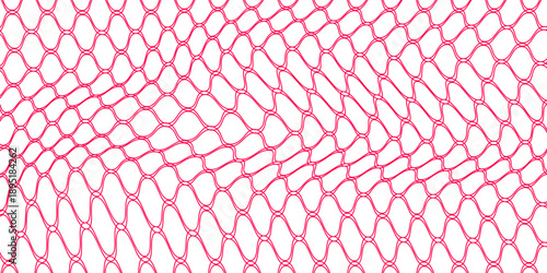 Mesh texture for fishing red net white background. Seamless pattern for sportswear or football, volleyball net, basketball hoop, hockey, tennis, and athletics. Sport style net. Vector illustration