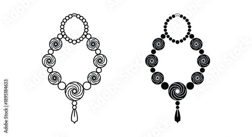 Rosary Necklace Illustration Vector Graphics