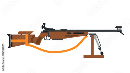 Biathlon rifle on shooting stand icon in modern flat style