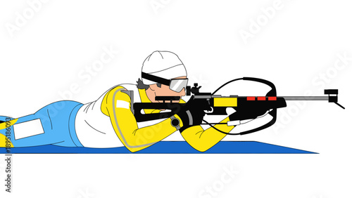 Biathlon athlete in action: precision winter sport shooting scene