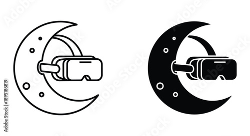 Moon Phase Icon Set with Camera Lens