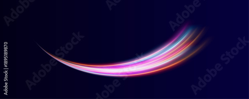 Abstract glowing lines curve and spiral in radiant neon colors. Motion trails shimmer with dynamic speed. Perfect for sci-fi visuals PNG