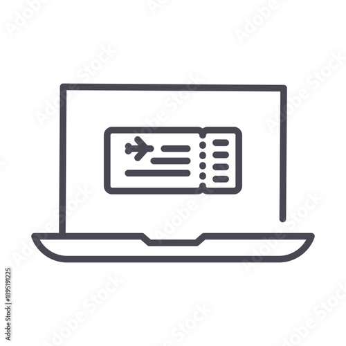 Laptop displaying digital flight ticket and electronic boarding pass