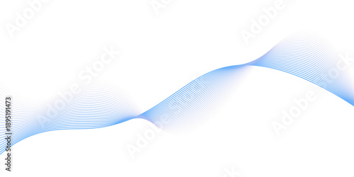 Dynamic sound wave blue and purple lines on white background. Light color simple