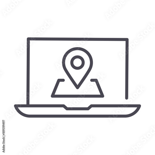 Laptop with location pin for digital travel planning