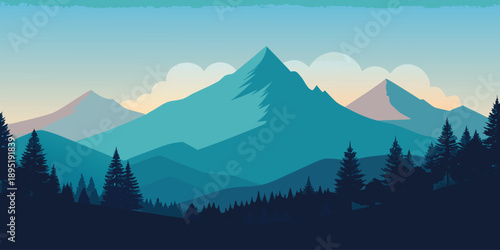 Serene mountain landscape at dusk