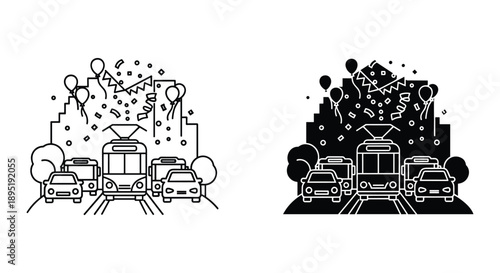 Traffic Pollution Illustration: Vehicles Emitting Air Pollution