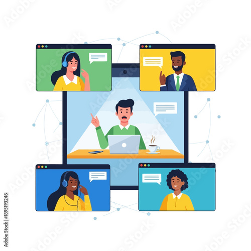 Video Conference Call with Diverse Participants.