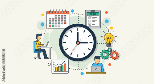Time Management Concept with Clock and People.