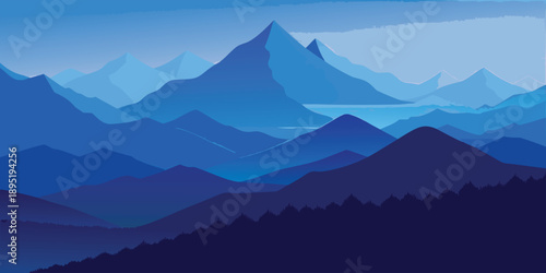 Serene mountain range at dusk