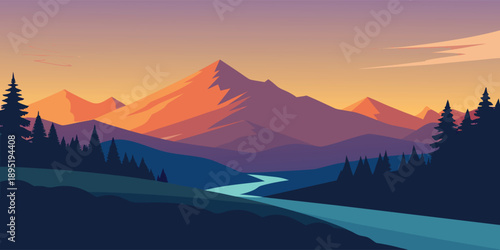Mountain range at sunset