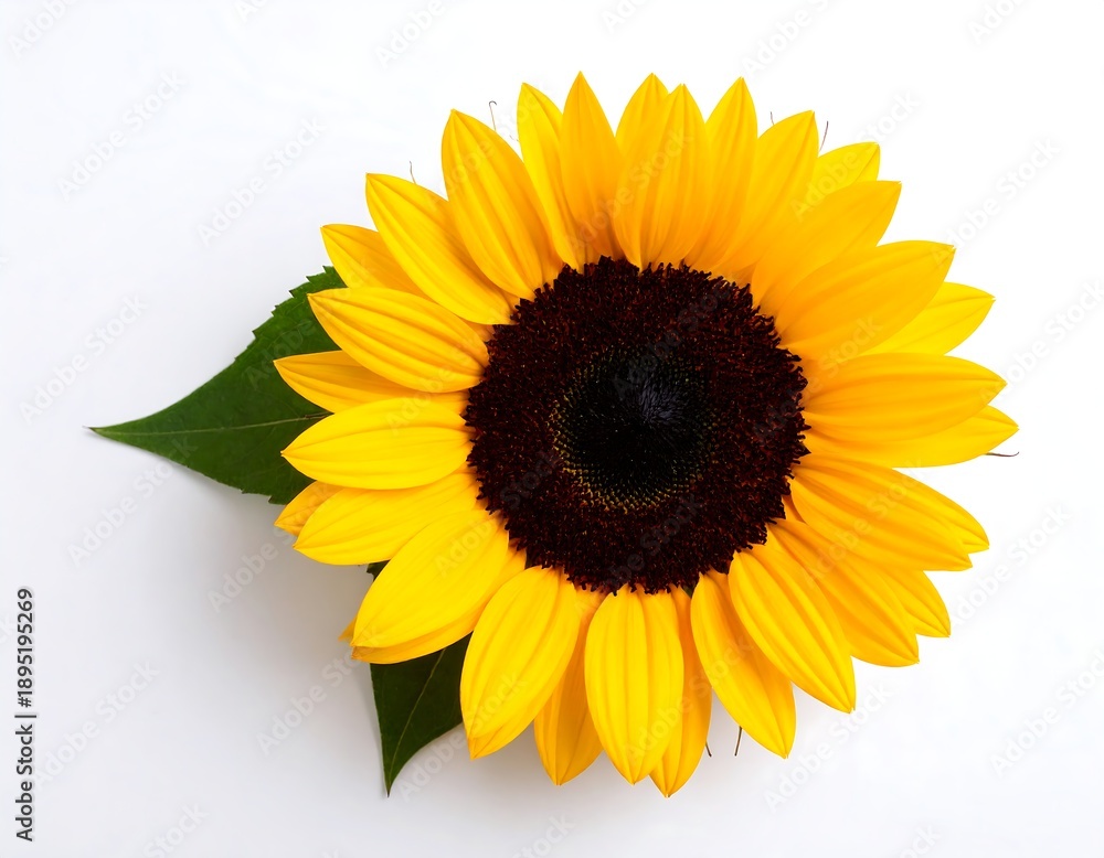 Fototapeta premium Bright Yellow Sunflower on White Background.