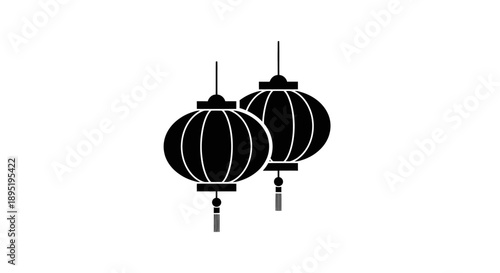 Black Chinese Lanterns Hanging Ornaments Decor.