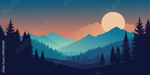 Serene mountain sunset