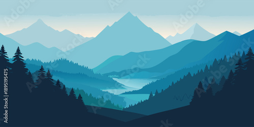 Serene mountain landscape with lake