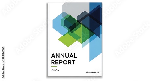 Annual report 2023 with modern geometric design.