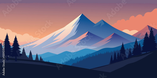 Serene mountain sunrise