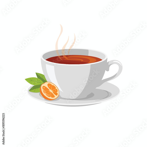 Steaming Cup of Tea with Citrus