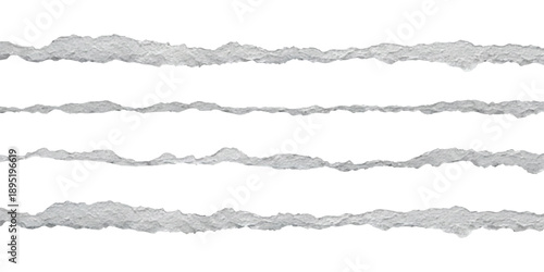 Realistic torn paper edges set with jagged and distressed textures isolated on white background vector illustration